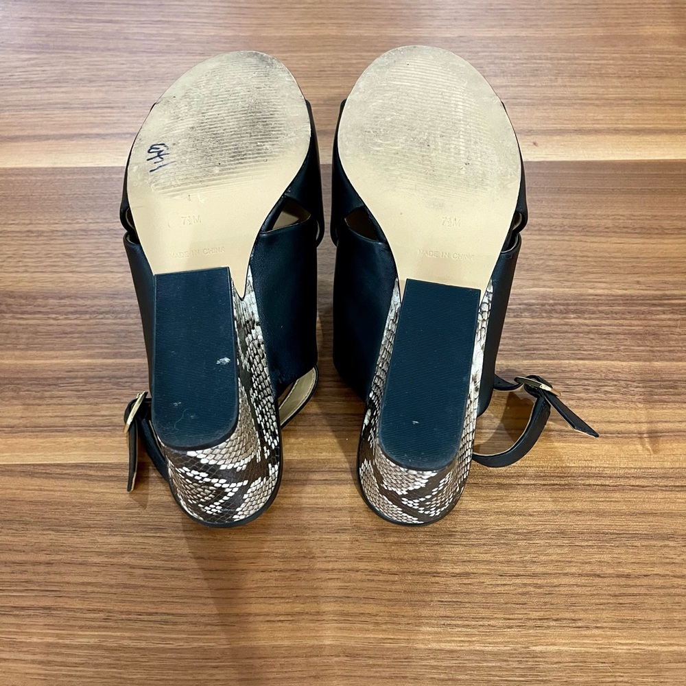 Talbots Amberley Slingback Wedge Sandal- Vachetta Black/Snake print - Picture 3 of 3